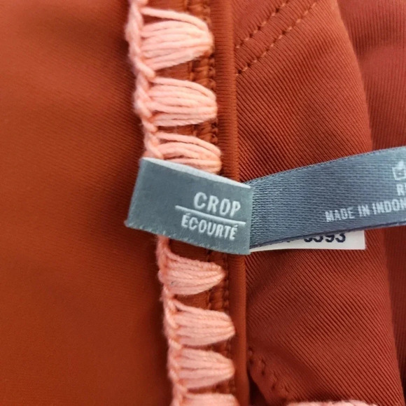 Aerie Crop Tankini Bikini Top Swimsuit Burnt Orange Halter Tie Back - Picture 7 of 10